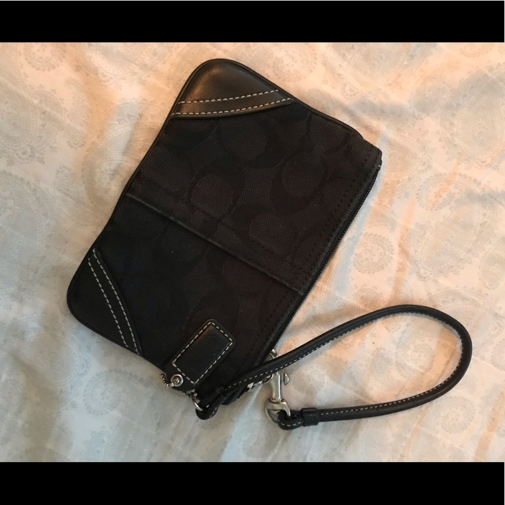 Coach Black Signature Canvas Wristlet